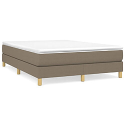 vidaXL Sommier à lattes de lit avec matelas Taupe 140x200 cm Tissu