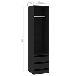 vidaXL Garde-robe avec tiroirs Noir 50x50x200 cm Bois d'ingénierie pas cher