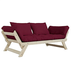 Inside 75 Banquette méridienne futon BEBOP bordeaux et pin naturel couchage 75*200 cm. 