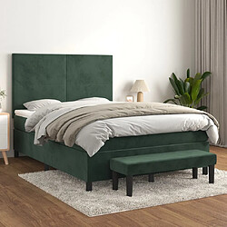 vidaXL Sommier à lattes de lit et matelas Vert foncé 140x190cm Velours 