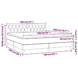 Maison Chic Lit adulte- Lit + matelas,Sommier à lattes de lit avec matelas LED Taupe 160x200 cm Tissu -GKD86049 pas cher