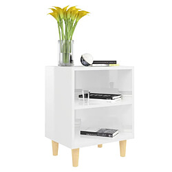 Avis Maison Chic Lot de 2 Tables de chevet,Table de nuit,Table d'appoint pour salon pieds en bois - Blanc brillant 40x30x50 cm -MN61754