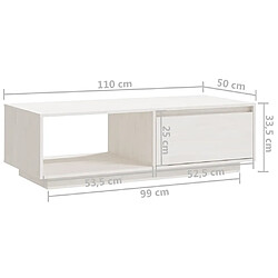 vidaXL Table basse blanc 110x50x33,5 cm bois de pin massif pas cher