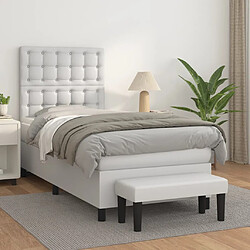 vidaXL Sommier à lattes de lit avec matelas Blanc 90x200 cm Similicuir 