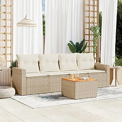 Maison Chic Salon de jardin avec coussins 5 pcs, Ensemble Tables et chaises de jardin,, Ensemble Tables et chaises de jardin, beige résine tressée -GKD900913