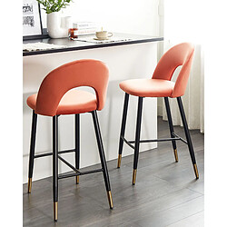 Beliani Tabouret de bar Set de 2 Velours Corail FALTON