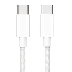 iLike CBL6 Fil tressé 65W PD USB-C vers USB-C Données & Chargeur Câble 2m Blanc 