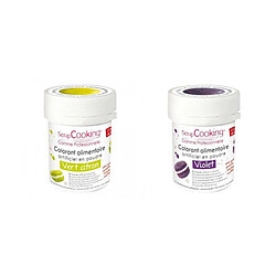 Scrapcooking 2 colorants alimentaires en poudre - violet-vert citron 