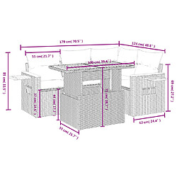 Avis vidaXL Salon de jardin 5 pcs avec coussins gris résine tressée