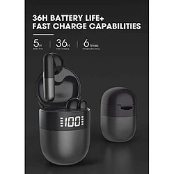 Acheter YUANFU J28 5.2 Écouteurs intra-auriculaires sans fil Bluetooth (écouteurs compacts rechargeables USB C, étui LED intelligent avec microphone pour smartphones Android iOS, noir)