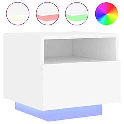 Maison Chic Table de chevet - Table de Nuit avec lumières LED blanc 40x39x37 cm