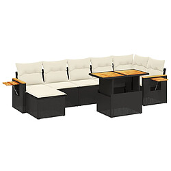 vidaXL Salon de jardin 8 pcs avec coussins noir résine tressée