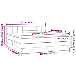 Acheter vidaXL Sommier à lattes de lit et matelas et LED Gris foncé 200x200 cm