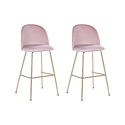 Beliani Tabouret de bar Set de 2 Velours Rose ARCOLA 