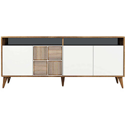 Hanah Home Buffet en aggloméré 4 portes Milan noyer et blanc.