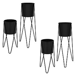 ML-Design Supports à fleurs set de 4 en acier Pot de fleurs Support de plantes Colonne de