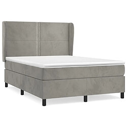 vidaXL Sommier à lattes de lit et matelas Gris clair 140x190cm Velours