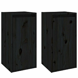 Maison Chic Lot de 2 Armoires murales,Meuble de Rangement,Armoire Suspendue Noir 30x30x60 cm Bois de pin massif -MN11449