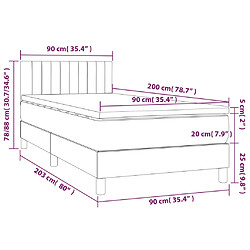 Acheter vidaXL Sommier à lattes de lit et matelas Gris clair 90x200 cm Velours