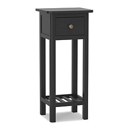 Helloshop26 Table d'appoint bouts de canapé avec tiroir et étagère aucun assemblage petite table haute étroite pour chambre salon entrée 35 x 30 x 80 cm noir 20_0006832