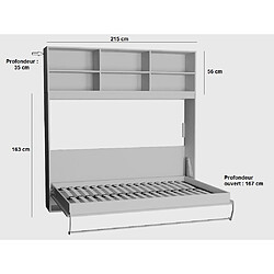 Avis Inside 75 Composition armoire lit horizontale STRADA-V2 blanc mat façade armoire-lit blanc brillant avec 2 colonnes 140*200 cm