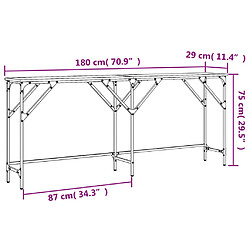 vidaXL Table console chêne fumé 180x29x75 cm bois d'ingénierie pas cher