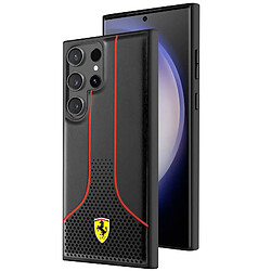 Ferrari Coque pour Samsung Galaxy S23 Ultra Cuir Vegan Compatible QI Noir 