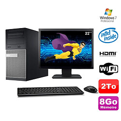 Lot PC Tour DELL 3010 MT G2020 Graveur 8Go 2To HDMI Wifi W7 + Ecran 22" - Occasion