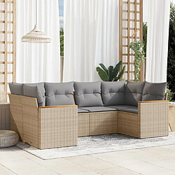 vidaXL Salon de jardin avec coussins 6pcs mélange beige résine tressée 