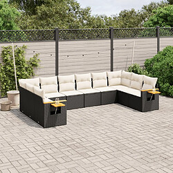 vidaXL Salon de jardin 10 pcs avec coussins noir résine tressée 