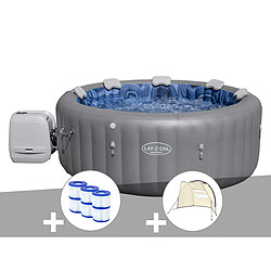 Kit spa gonflable Bestway Lay-Z-Spa Santorini rond HydroJet Pro 5/7 places + 6 filtres + Auvent