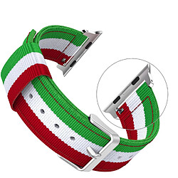 Shot Bracelet Nylon 38/40mm pour IWATCH Serie 1 APPLE Confortable Sport Tissu (VERT/BLANC/ROUGE)