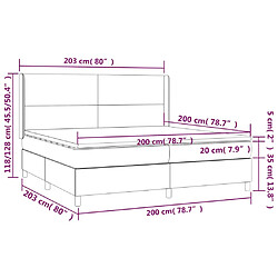 vidaXL Sommier à lattes de lit avec matelas Gris clair 200x200cm Tissu pas cher