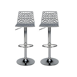 Vente-Unique Lot de 2 Tabourets de bar CLARK - Polypropylène - Gris perle