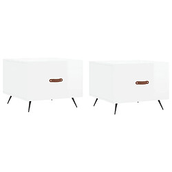 vidaXL Tables basses 2 pcs blanc brillant 50x50x40cm bois d'ingénierie