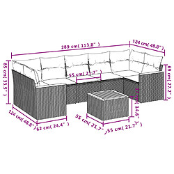 Acheter vidaXL Salon de jardin 8 pcs avec coussins noir résine tressée