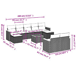 Acheter vidaXL Salon de jardin avec coussins 10 pcs gris résine tressée