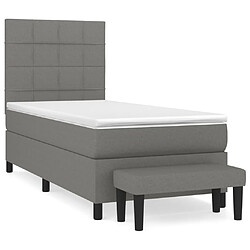 Maison Chic Lit Adulte - Lit simple Lit à sommier tapissier et matelas moelleux - Meuble de Chambre - Gris foncé 90x190 cm Tissu -MN20786