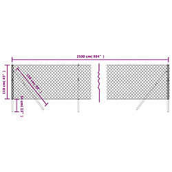 vidaXL Clôture à mailles losangées argenté 1,1x25 m pas cher