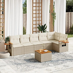 Maison Chic Salon de jardin avec coussins 7 pcs | Ensemble de Table et chaises | Mobilier d'Extérieur beige résine tressée -GKD23369