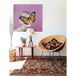 HOMEMANIA Tableau Limited Edition - Femme - Papillon - pour Séjour, Chambre - Multicolore en Coton, Bois, 60 x 2 x 60 cm