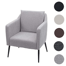 Mendler Fauteuil de salon HWC-H93a, fauteuil cocktail fauteuil relax fauteuil ~ tissu/textile gris clair