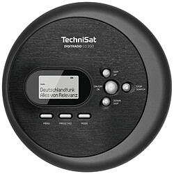 TechniSat DIGITRADIO CD 2GO BT Radio Portable Dab+ avec Lecteur CD (Dab+, FM, MP3 avec Fonction Resume, Bluetooth, ASP, Prise Casque, égaliseur, mémoire favorique) Noir