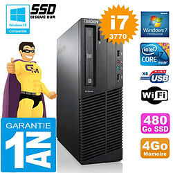 PC Lenovo M92p SFF Core I7-3770 Ram 4Go Disque 480 Go SSD Graveur DVD Wifi W7 · Occasion 