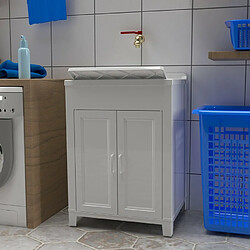 Arati Bath And Shower Meuble lavabo 2 portes en résine pour buanderie 60x50cm Mong