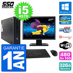 PC HP 600 G1 SFF Ecran 27" Intel Core i5-4570 RAM 32Go SSD 480Go Windows 10 Wifi · Occasion 