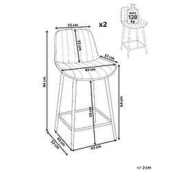 Avis Beliani Tabouret de bar Set de 2 Velours Beige clair DUBROVNIK