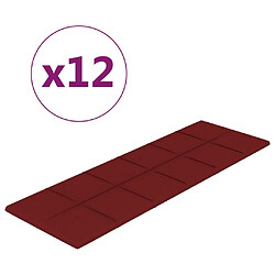 vidaXL Panneaux muraux 12 pcs Rouge bordeaux 90x30 cm Tissu 3,24 m²