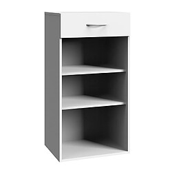 Pegane Etagère de rangement avec 1 tiroir et 2 tablettes en mélamine coloris blanc - longueur 45 x hauteur 98 x profondeur 40 cm 