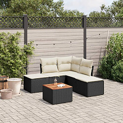 vidaXL Salon de jardin 6 pcs avec coussins noir résine tressée 